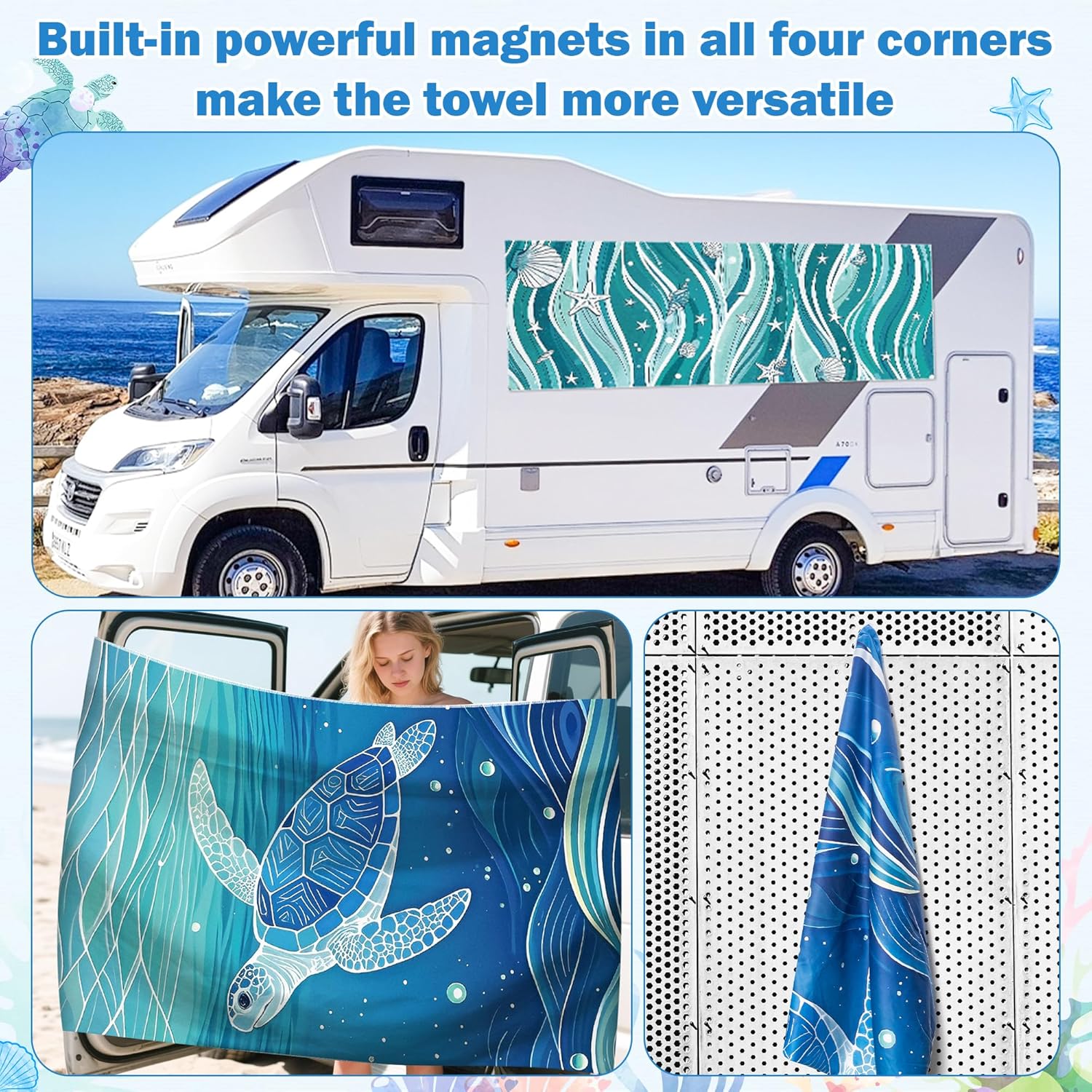 Stay-Put Magnetic Sand-Free Beach Towels